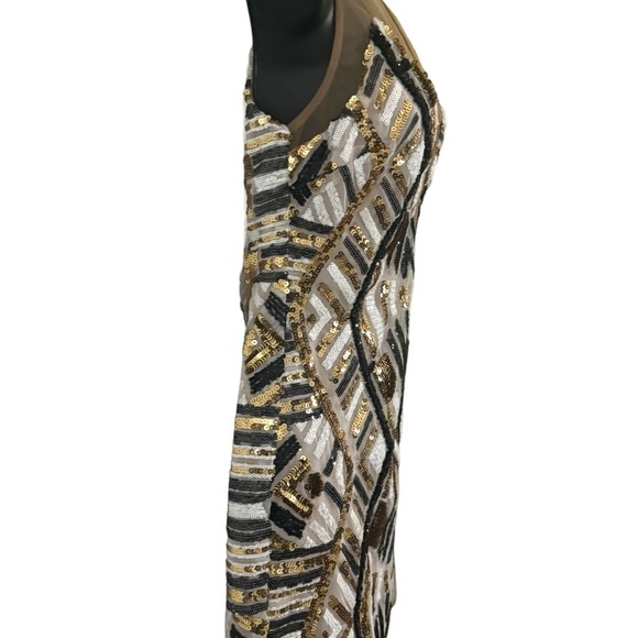Rumor Boutique Art Deco Cocktail Dress Mini Black Gold Sequins Party Sexy SZ‎ S - Picture 5 of 8